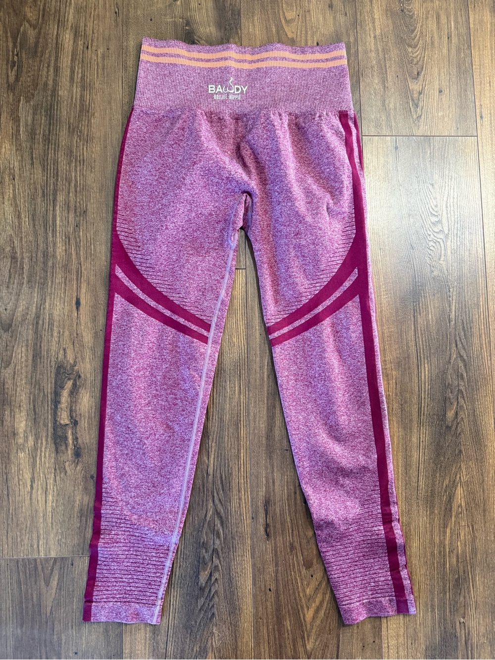 BAWDY Boujee Hippie Seamless High Waisted Leggings Pink Marled Compression XL